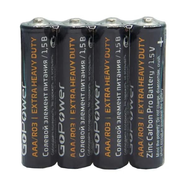 GoPower Батарейка AAA, R (солевой) тип, 4 шт