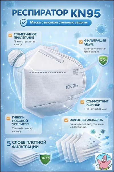Респиратор профессиональный, FFP2, размер 8 (M), 10 шт.