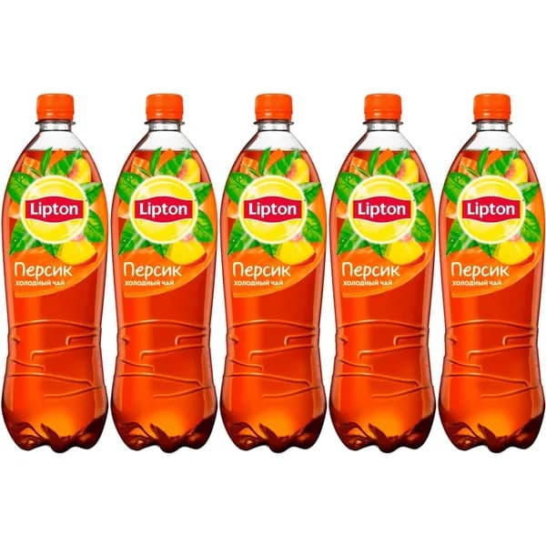 Холодный чай Lipton черный персик 1 л, набор: 5 штук