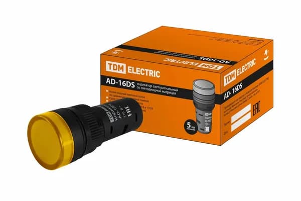 Лампа AD-16DS(LED)матрица d16мм желтый 110В AC/DC TDM SQ0702-0067