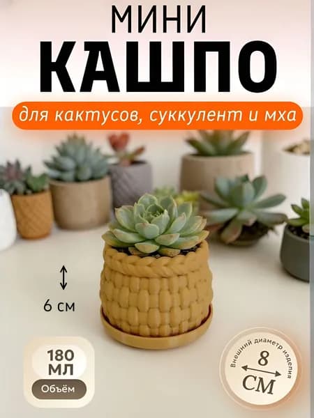 Кашпо 0,18 л, 6 см, 1 шт, цвет светло-бежевый