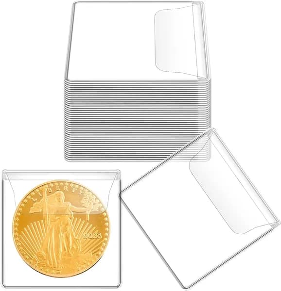 Mauproy 50 шт. одинарных защитных чехлов для монет, 2,1 x 2,1 дюйма, прозрачные пластиковые держатели , индивидуальные защитные пакеты , маленькие мешочки коллекционеров и