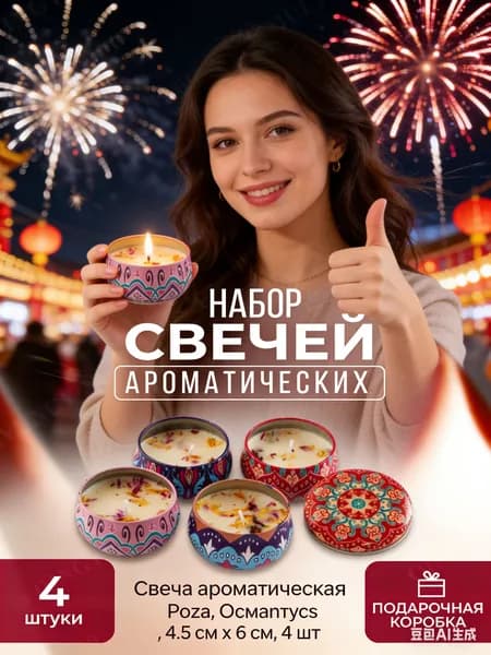Свечи поминальные "Роза, Османтус, Гардения, Цитрус" 4.5 см х 6 см 4 шт