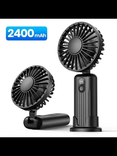 Портативный мини-вентилятор 3-в-1 USB Black 2400mAh