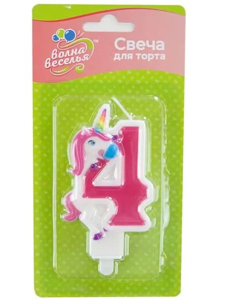 HIGH TECH Свечи для торта цифра 4, 9 см, 1 шт