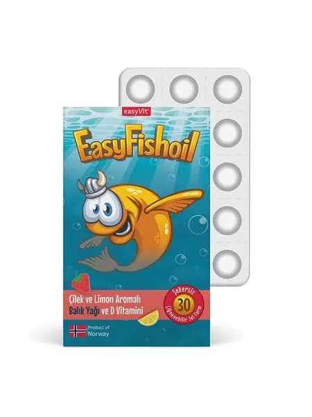 easyVit EasyFishoil Высококачественный рыбий жир с клубнично-лимонным ароматом, упаковка 30 жевательных капсул