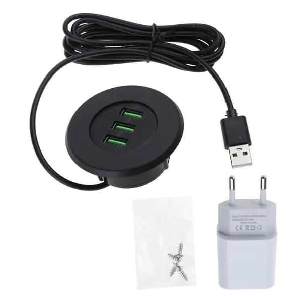 Настольный разъем питания с USB, Черный