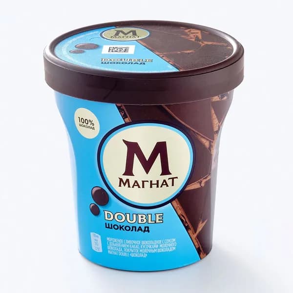 Мороженое пинта Double шоколадное, c кусочками настоящего шоколада, 310 г, Магнат