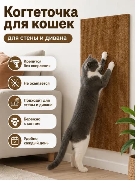 Клеящиеся подушечки для лапок для кошек, защитные покрытия от царапин для диванов, стен и мебели, тёмно-коричневый цвет, 100*30 см