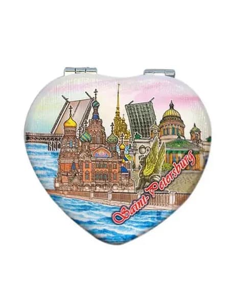 Зеркало СПб сердце акварель микс блестки