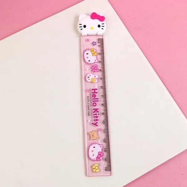 1 штука, аниме-линейка Sanrio с милым рисунком "Hello Kitty", мультяшная офисная школьная линейка, подарок для студентов