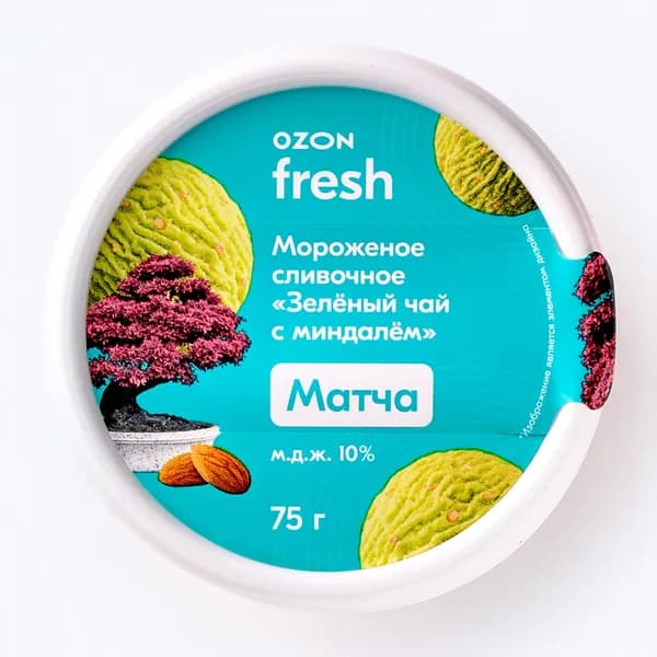 Мороженое сливочное Матча с миндалем 75 г, Ozon fresh