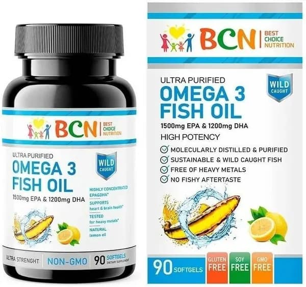 BCN Omega 3 Fish Oil 1500 mg EPA 1200 mg DHA 90 softgels (омега 3 2700мг на порцию)