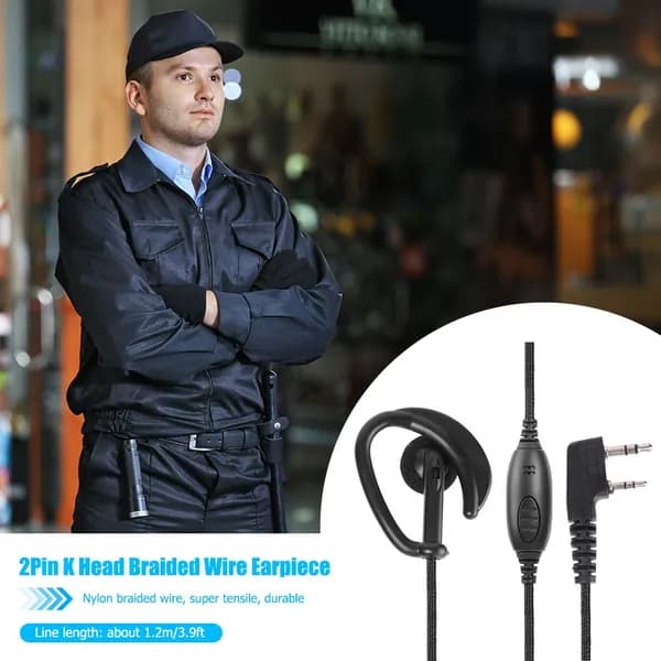 Наушники-гарнитура с кнопкой PTT и нейлоновой оплёткой для раций Kenwood, Baofeng, HYT