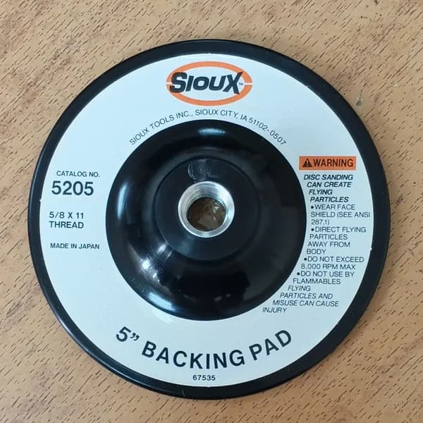 Подложка для шлифовальной машинки, Sioux, 5", без отверстий, жесткая, Backing Pad, Made in Japan.