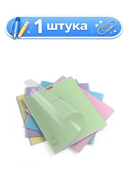 Тетрадь 24 листа линейка ErichKrause Классика Coverpro, пластиковая обложка, ассорти 56375