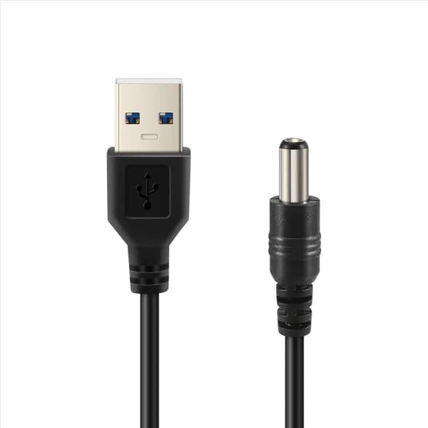 USB-Кабель 5,5 Мм / 2,1 Мм, 5 В Постоянного Тока, Кабель Питания С Цилиндрическим Разъемом (Черный, 102CM)