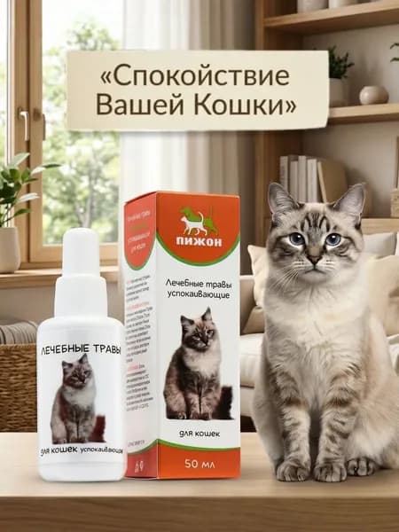 Успокоительное для кошек, лечебные травы спрей, 50 мл