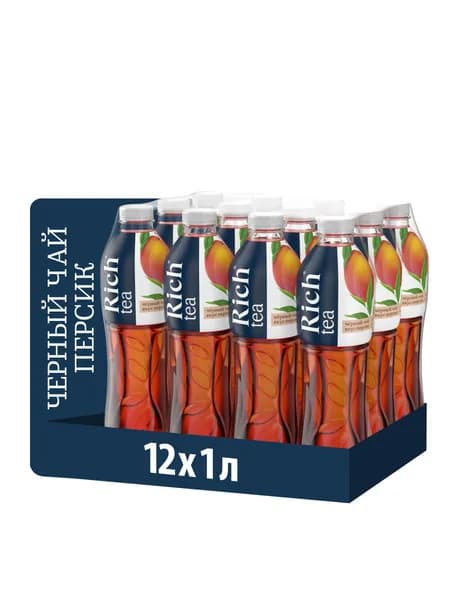 Холодный чай Rich Чёрный со вкусом Персика, 1 л х 12 шт Уцененный товар