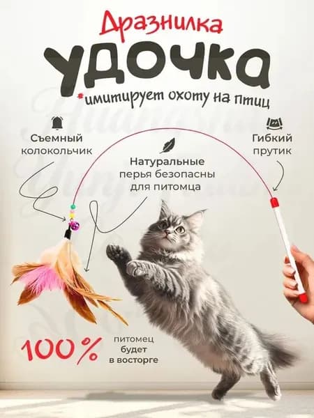 Игрушка для кошек / ДРАЗНИЛКА - удочка с перьями