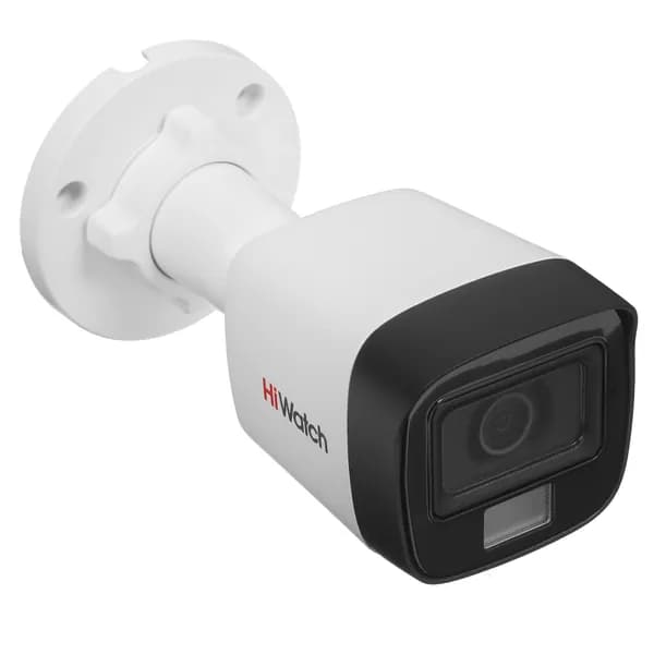 DS-T200A(B)(2.8mm) HiWatch Бюджетная видеокамера 4х форматная (CVI/TVI/AHD/CVBS) Mix-HD цветная уличная со встроенной гибридной подсветкой ИК/LED и встроенным микрофоном