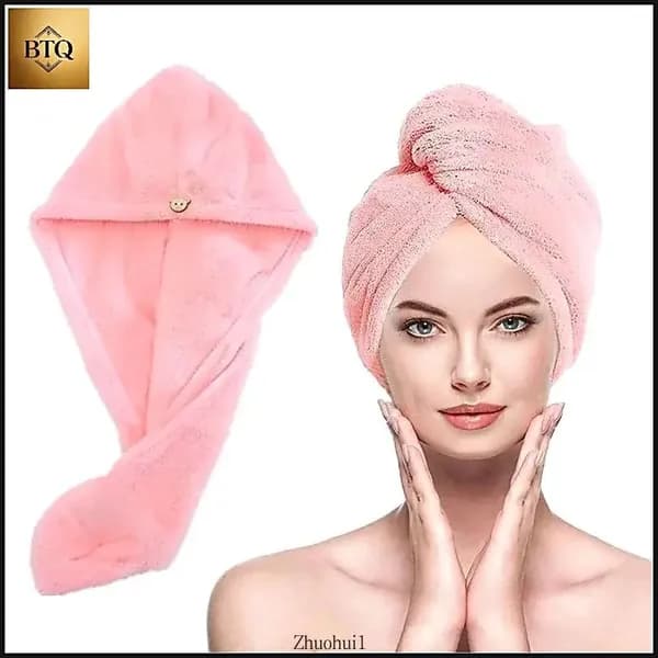 Полотенце для волос, Микрофибра, 25x65 см, розовый, 1 шт.