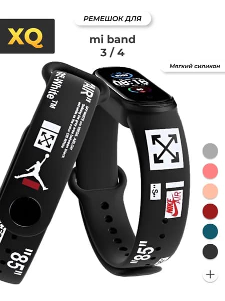 Ремешок для Xiaomi Mi Band 4 / Ремешок для Xiaomi Mi Band 3 / с рисунком с картинкой 85 AIR Black