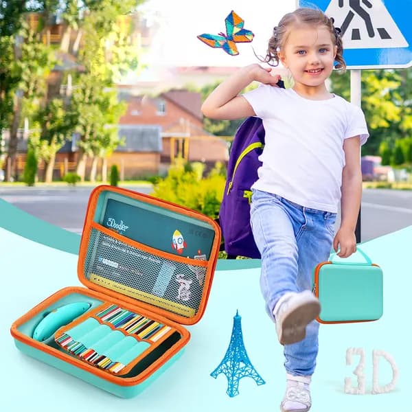 Чехол для 3Doodler Start+ Essentials (2024), ударопрочный EVA, с отделением, тёмно-зелёный