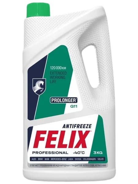 Антифриз FELIX PROLONGER G-11 (-40) зелёный 3 кг