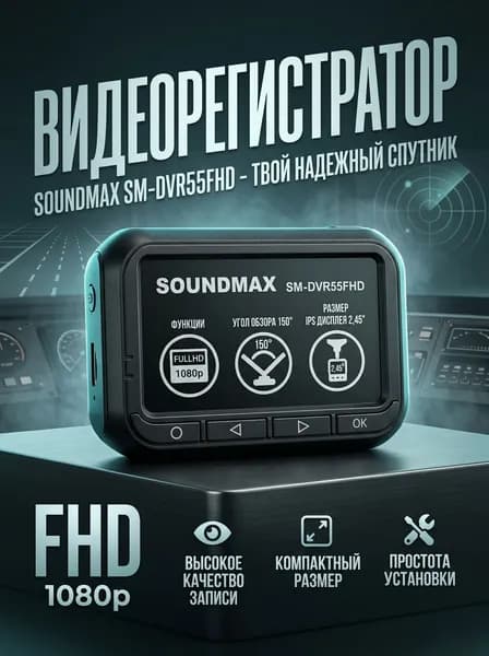 Автомобильный видеорегистратор SOUNDMAX SM-DVR55FHD