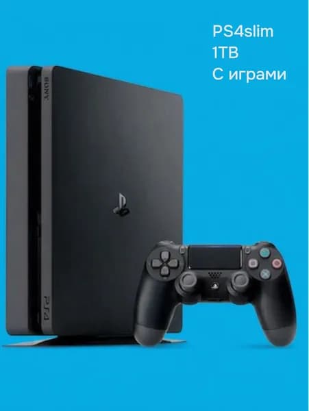 Игровая приставка PS4 Slim 1000GB, 26 игр, c дисководом, кастомная ОС