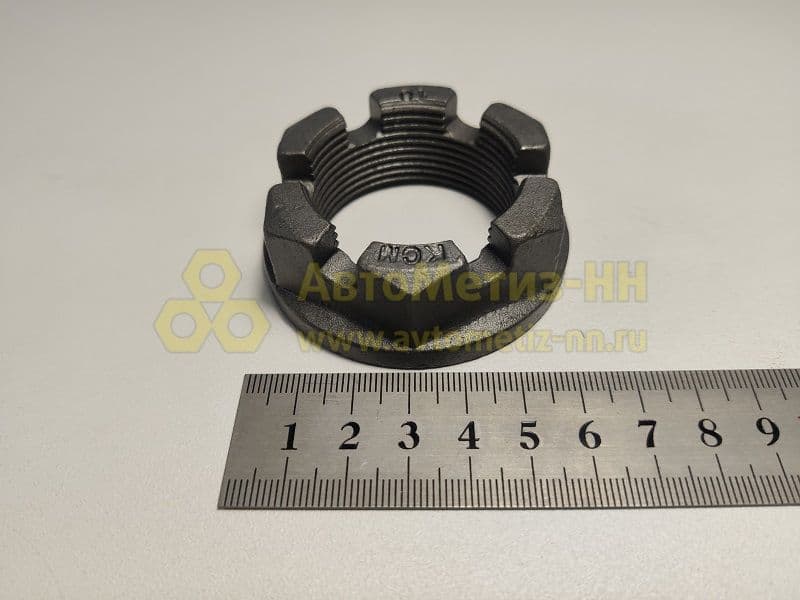 Гайка М42*2 (22, ключ 55) корончатая с фланцем