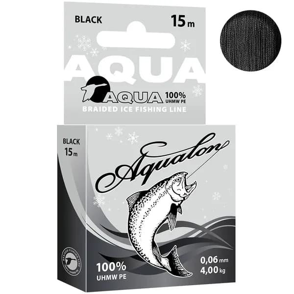 Плетеный шнур AQUA AQUALON зимний 15м 0,06мм, Black