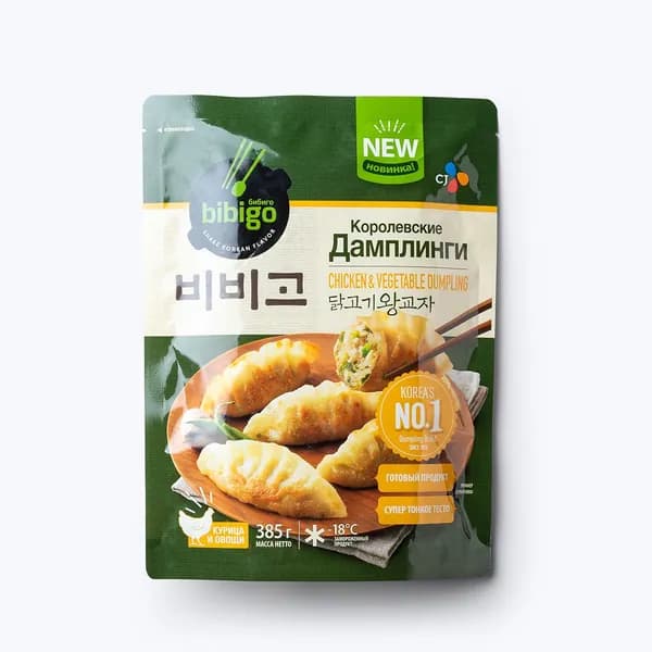Дамплинги Королевские с курицей и овощами Bibigo, 385 г, замороженные