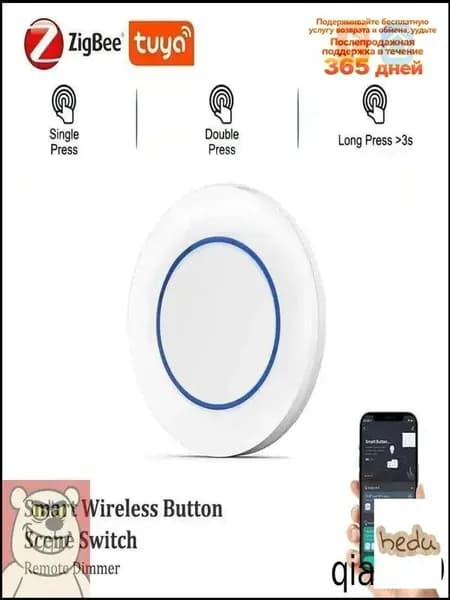 Tuya Zigbee, беспроводной выключатель, удобный кнопочный настенный выключатель для умного дома