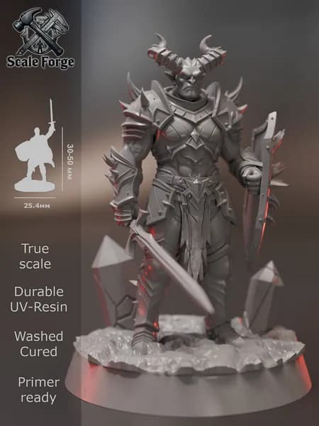 Тифлинг воин. Миниатюра ДнД для настольных игр и покраски. Pathfinder. DnD.