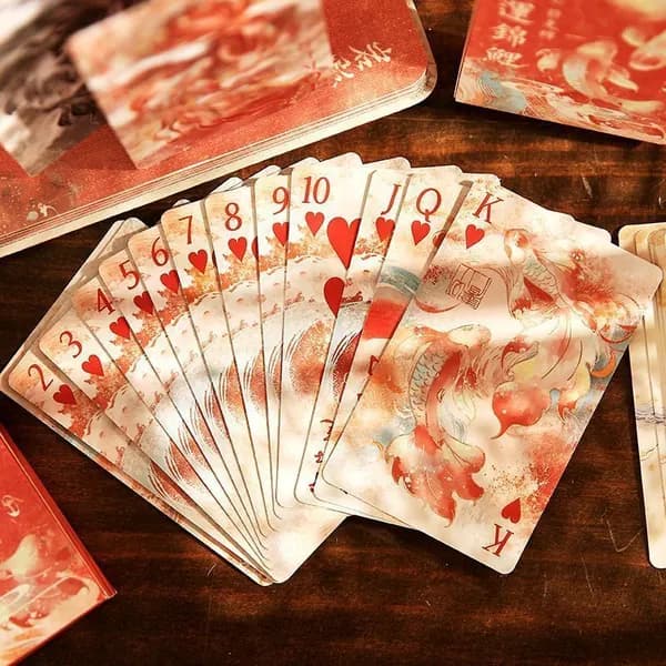 Дизайнерская игральная карта Good Luck Koi, 54 штуки, 100% пластик, матовая поверхность, приятная на ощупь