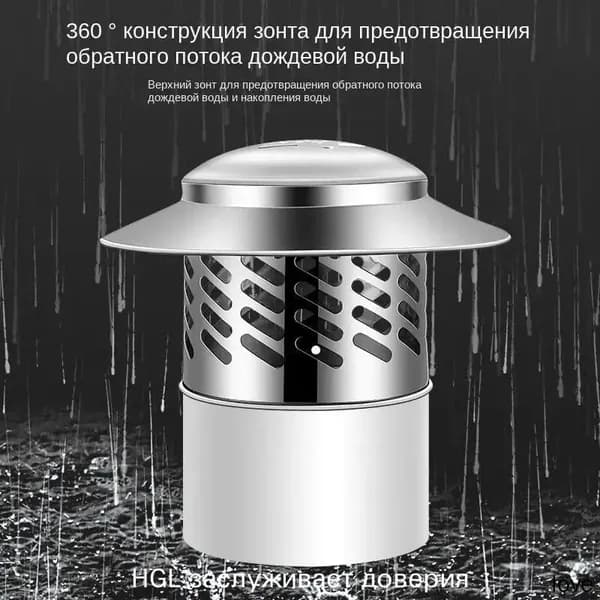 Колпак на дымоход из нержавейки, зонт защитный от дождя, безлопастной дефлектор, крышка на трубу для печи