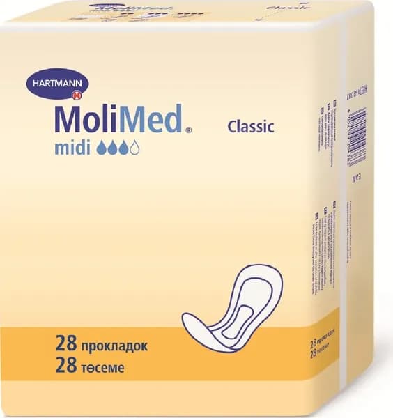 Прокладки урологические MoliMed Classic Midi 3 капли, 360 мл, 28 штук