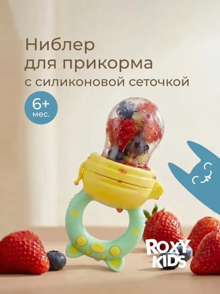 ROXY-KIDS Ниблер для прикорма детский с силиконовой сеточкой Piggy, цвет мятный