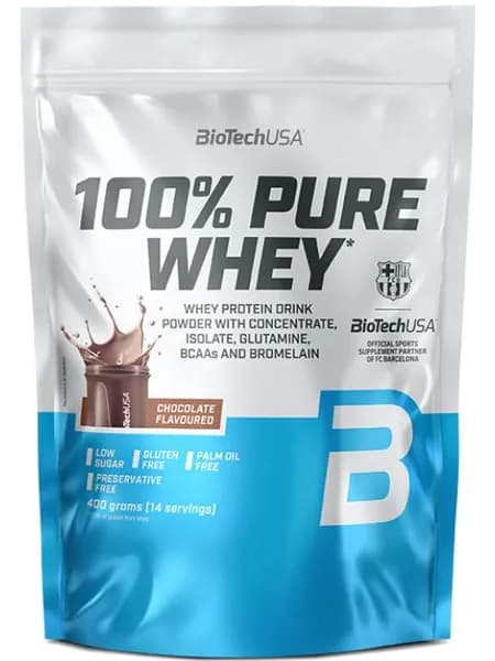 Сывороточный протеин BioTechUSA 100% Pure Whey 400 г, Шоколад, Рост мышц, энергия, быстрое восстановление