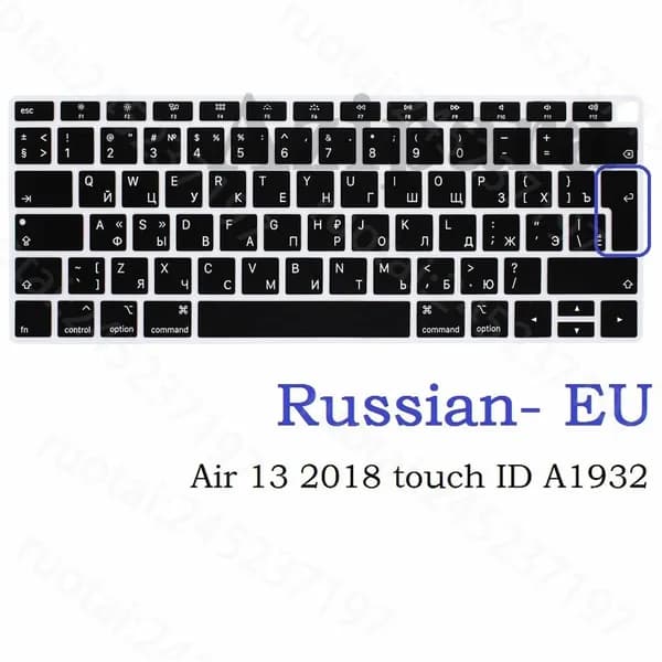 Мягкая накладка на клавиатуру для MacBook Air 13 (2020), Ruotai Pro 13/15/14/16 (2020, 2021, чип M1), русская/европейская, артикулы A2337 A2338 A2442, силикон