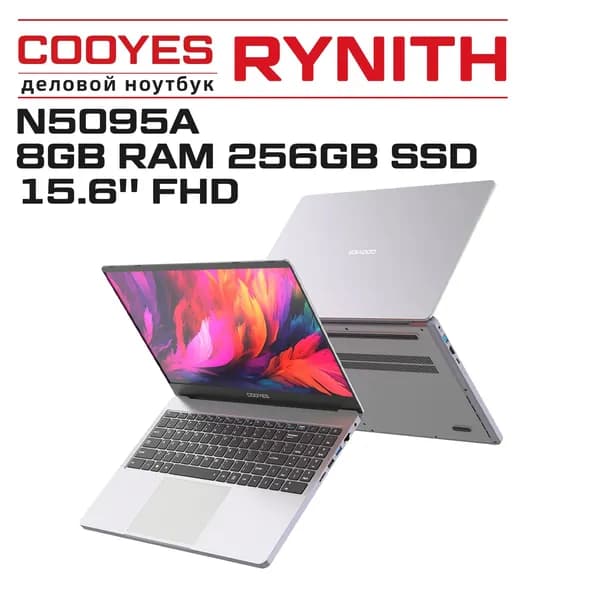 cooyes Ноутбук 15.6", Intel Celeron N5095A, RAM 8 ГБ, SSD 256 ГБ, Intel UHD Graphics, Windows Home, серебристый, Английская раскладка