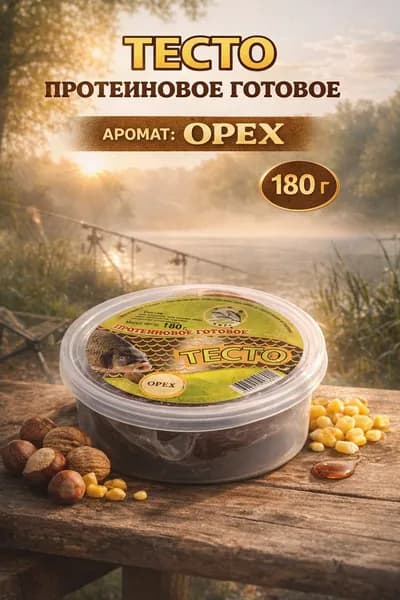Тесто для рыбалки протеиновое, Орех, 180 г - насадка на карпа, карася и сазана, готовое