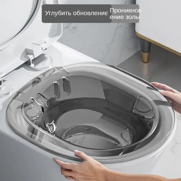 Ванночка сидячая, Биде для подмывания, Накладка на унитаз, послеродовая, послеоперационная , без помпы Серый с крючком