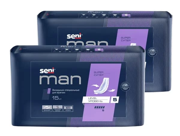 Прокладки для мужчин Seni Man Super Level 5, 15 шт. x 2 упак.