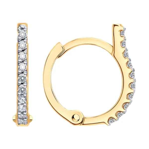 Золотые серьги DIAMANT-ONLINE с фианитом 585 пробы