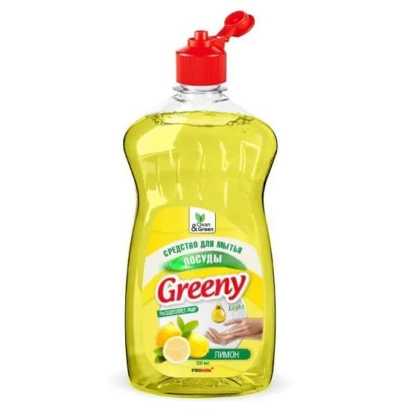 Clean&Green Средство для мытья посуды Greeny Light Лимон , 500 мл.