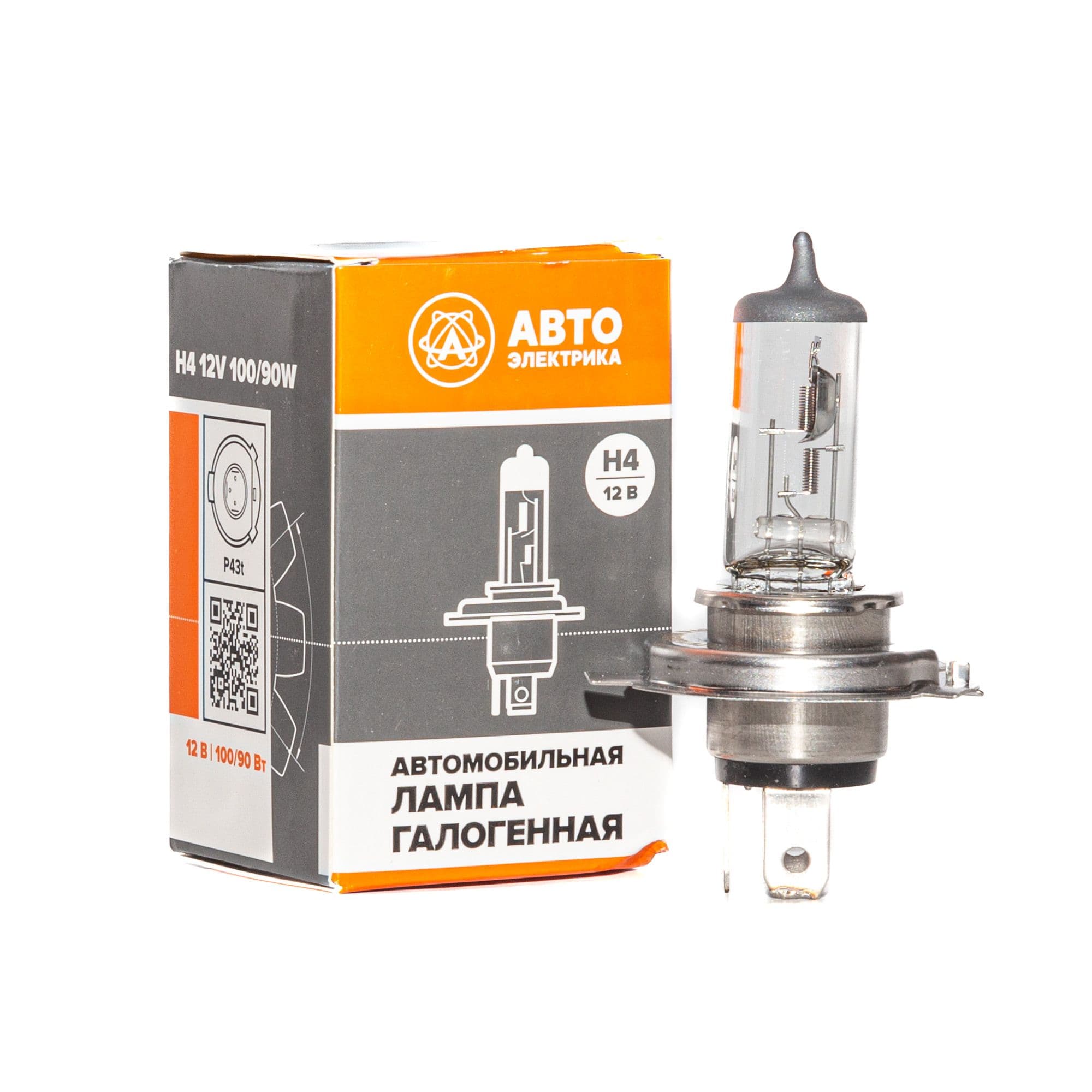 Автолампа галогенная H4 12 В 100/90 Вт P43t H4 12-100/90 P43t