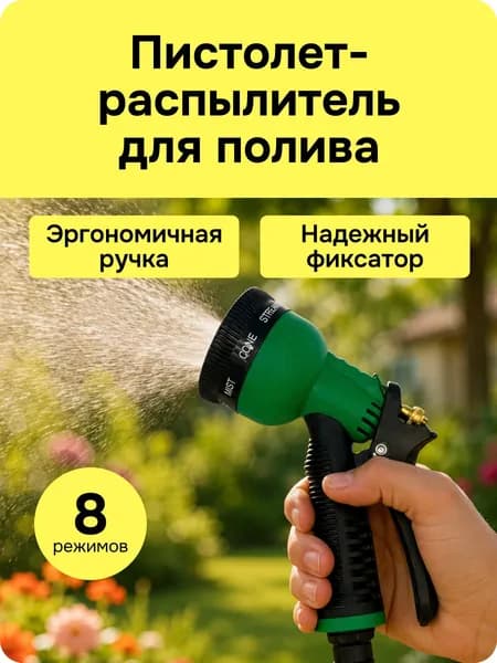 Пистолет поливочный, 8 режимов